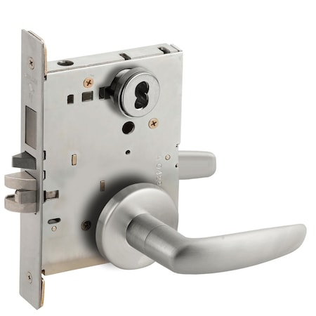 Schlage Entrance Mortise Lock with Deadbolt, 07B Design, SFIC Prep, Less Core, Satin Chrome L9453B 07B 626